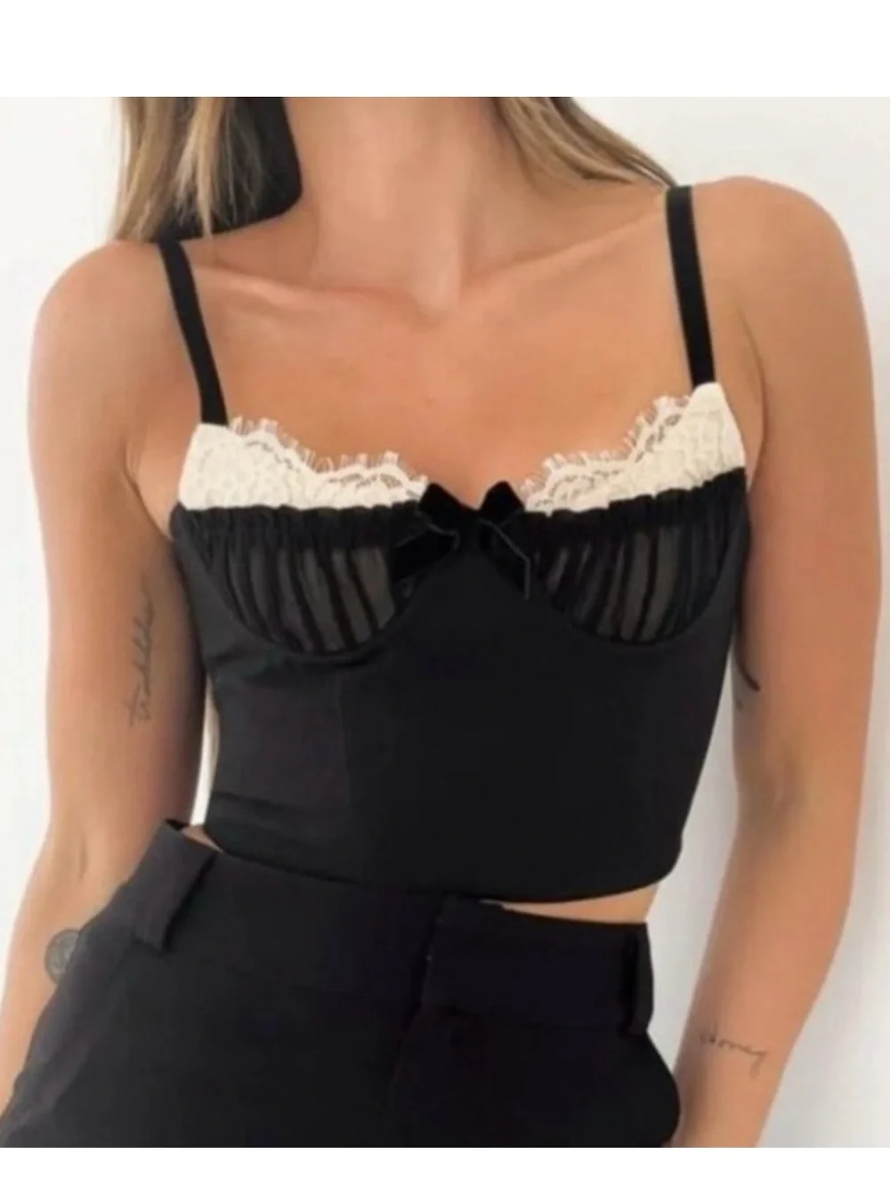 Rumored NWT Bardot Lace Up Corset Bustier Top Black Coquette/Balletcore Size XS - Picture 6 of 13